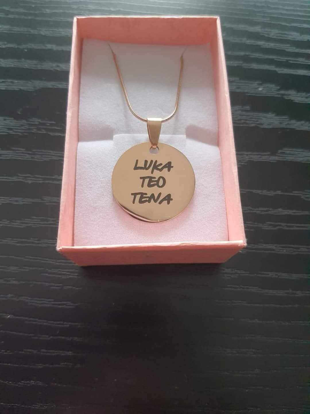 Ogrlica od nehrđajućeg čelika (boja: rose gold, privjesak: krug 25mm)