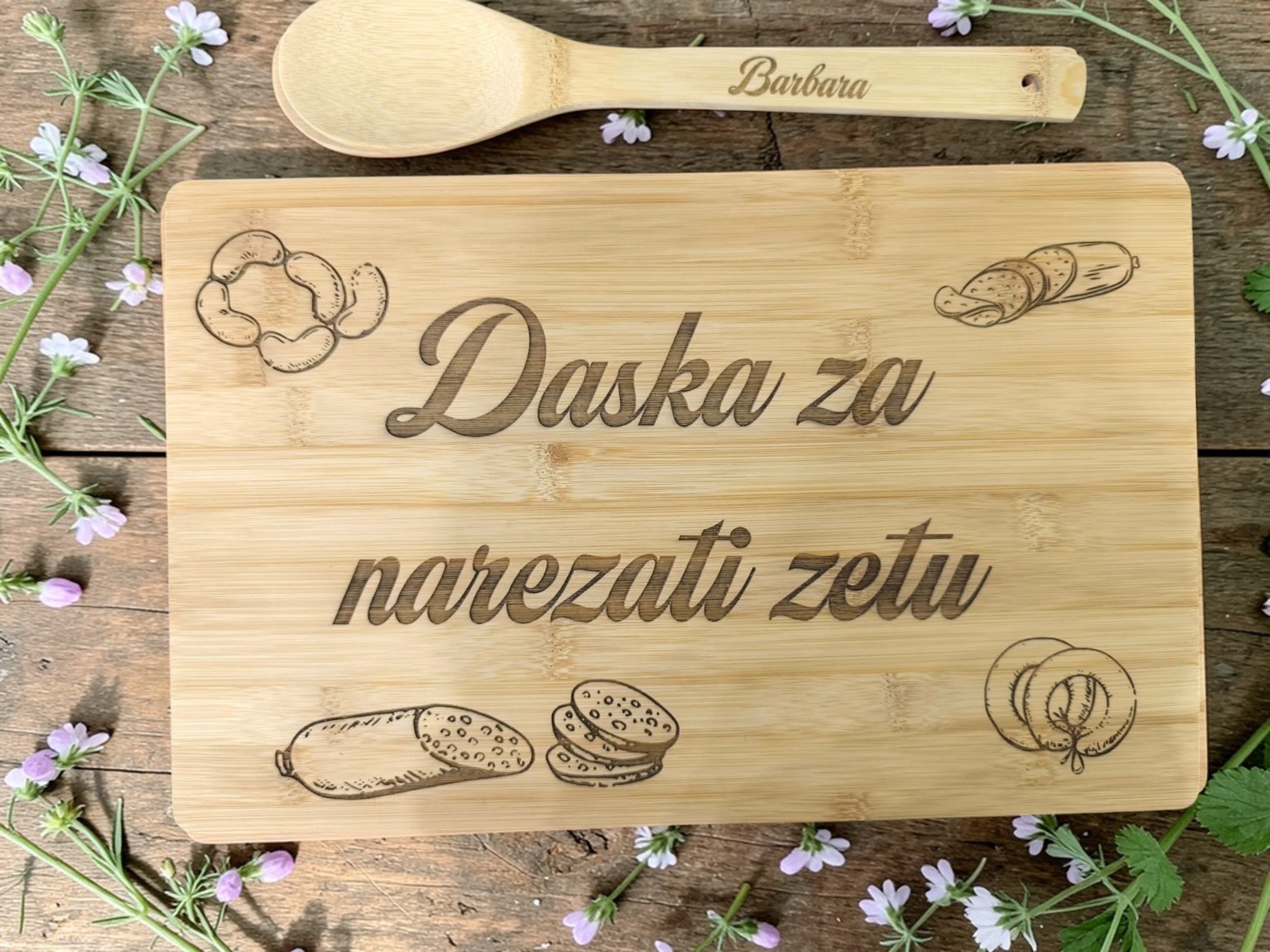 Personalizirana drvena daska za rezanje od bambusa (24x38cm)