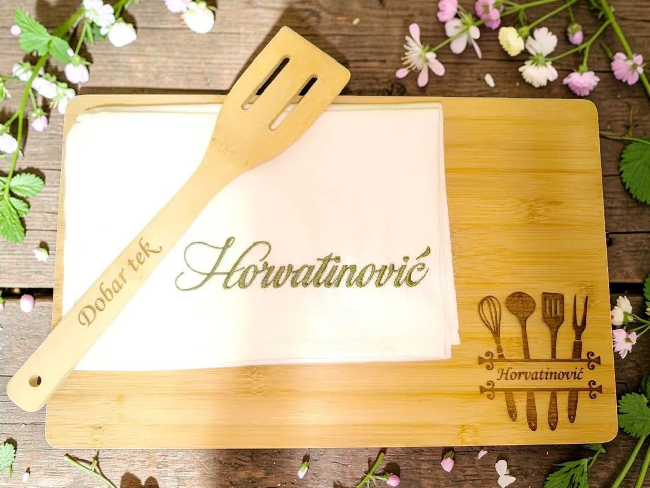 Personalizirana drvena daska za rezanje od bambusa (24x38cm)