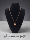 Ogrlica od nehrđajućeg čelika (boja: rose gold, privjesak: krug 20mm)